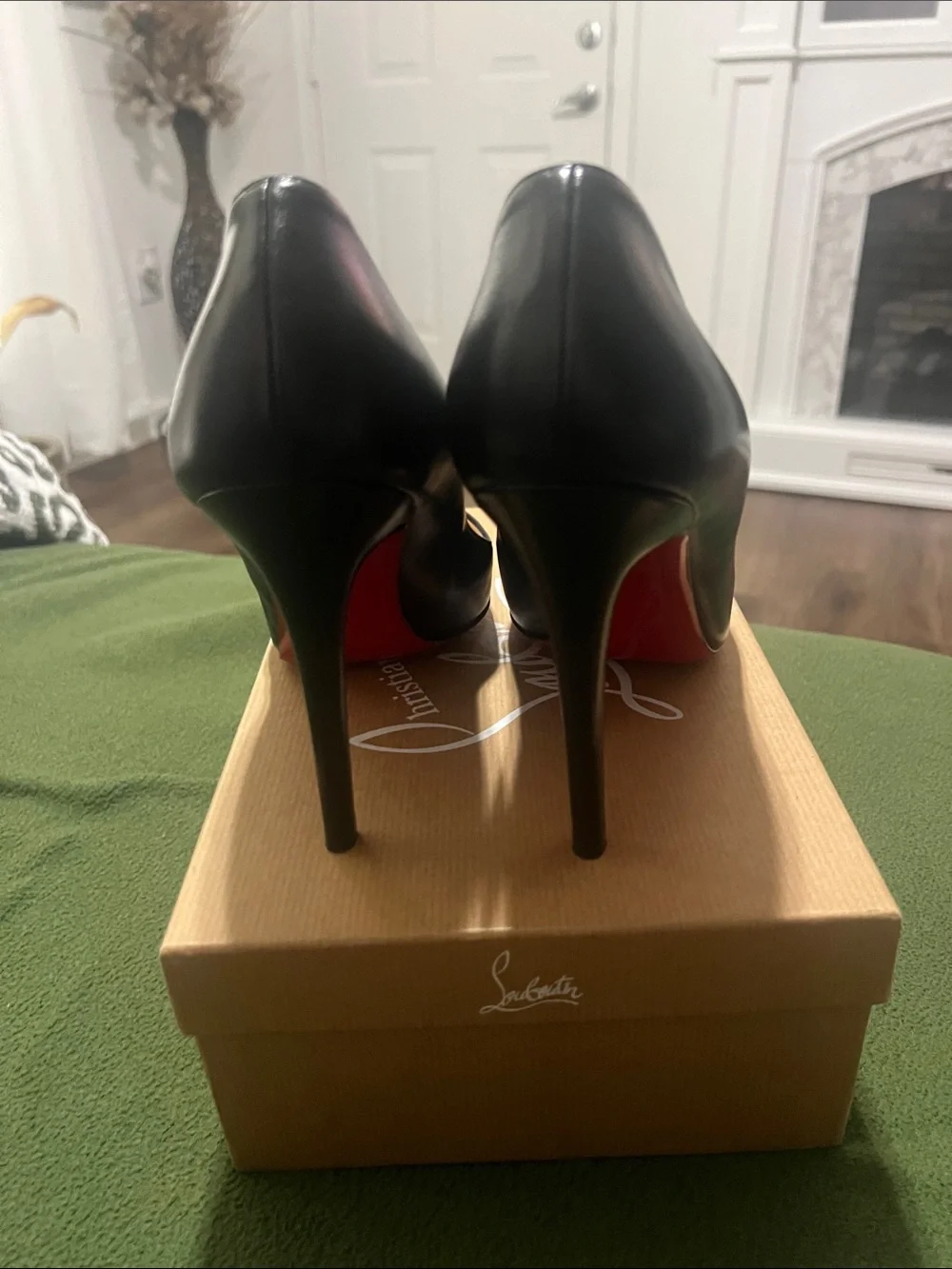Christian Louboutin Black Shiny Pointed-Toe Pumps